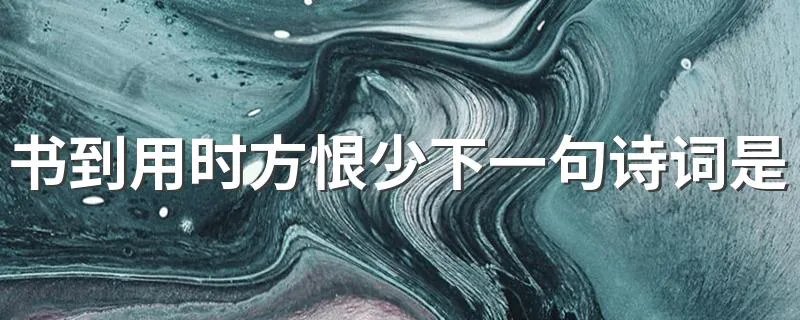 书到用时方恨少下一句诗词是什么 书到用时方恨少出自哪里