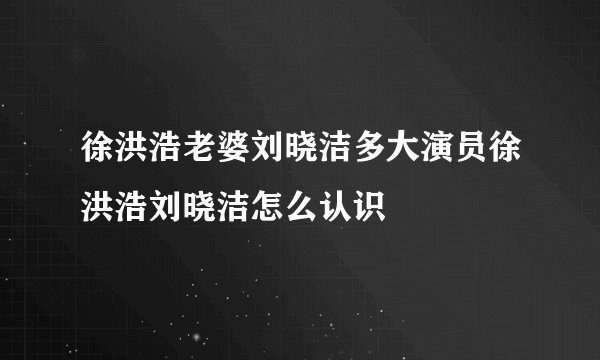 徐洪浩老婆刘晓洁多大演员徐洪浩刘晓洁怎么认识