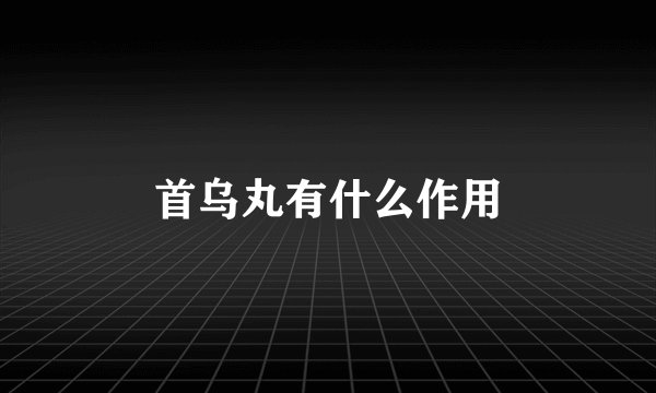 首乌丸有什么作用